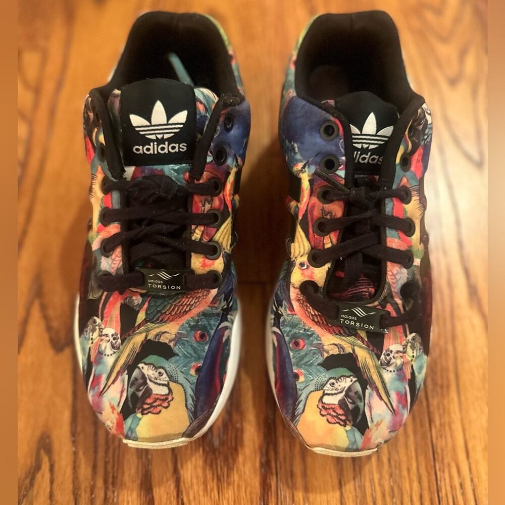 Adidas Torsion ZX FLUX Womens 5.5 Flock of Birds Athletic Parrots Jungle UK 4